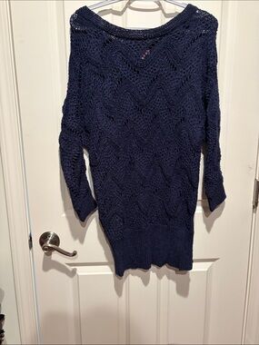 Lilly Pulitzer Navy Open-Knit Off-the-Shoulder Sweater